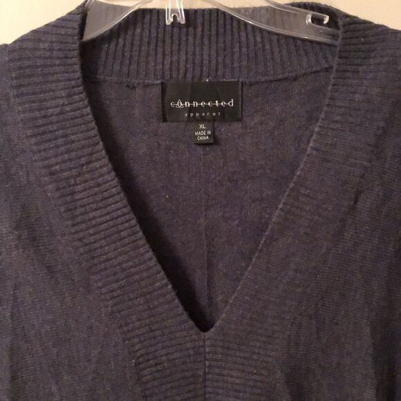 CONNECTED APPAREL SIZE XL BLUE GRAY WOOL V NECK DOLMAN SLEEVE SWEATER DRESS - Picture 4 of 8